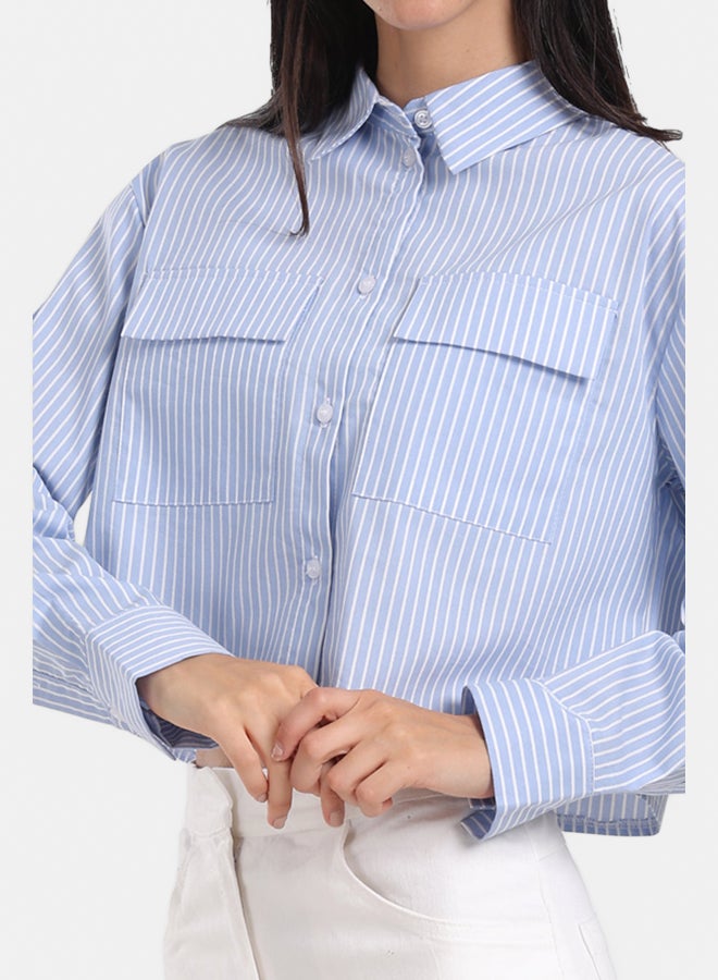 Carina Poplin Striped Cropped Shirt - Image 4
