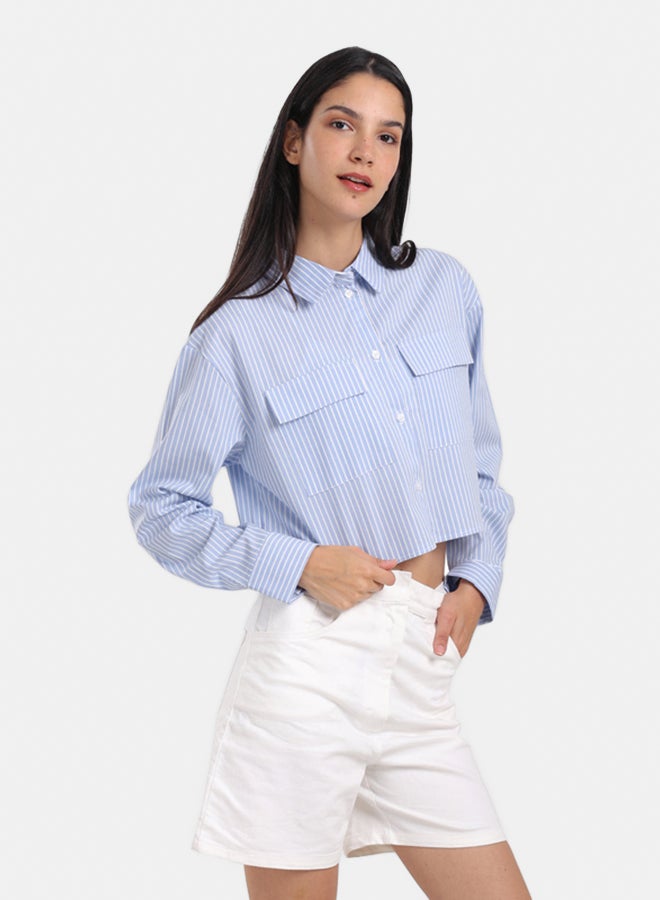 Carina Poplin Striped Cropped Shirt - Image 2