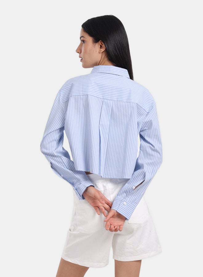 Carina Poplin Striped Cropped Shirt - Image 3
