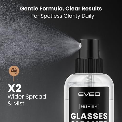 EVEO Glasses Cleaner Spray - Eyeglass Cleaner (No Streaks)| x2 Eye Glass Cleaners Spray + x2 Lens Cleaner Microfiber Cleaning Cloth, Glasses Cleaning Kit Eye Glasses Cleaner Spray & Cloth - 4oz(2ozx2) - Image 4