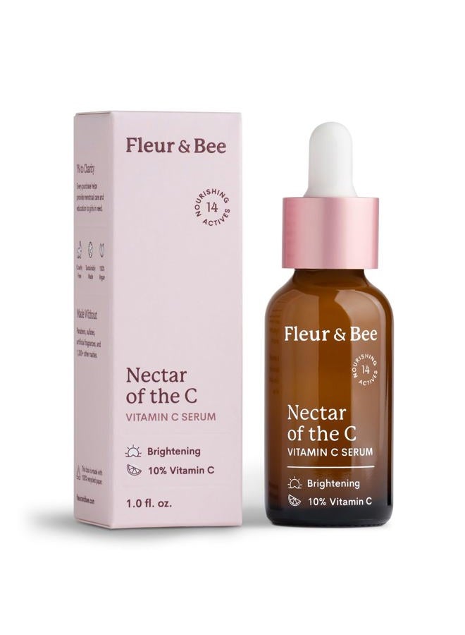 Fleur & Bee Vitamin C Serum for Face - 10% Vitamin C with Hyaluronic Acid, Vitamin E - Vegan & Clean - Anti Aging, Reduce Appearance of Wrinkles, Dark Age Spots, Lines - Nectar of the C by Fleur & Bee (1 Fl Oz) - Image 1