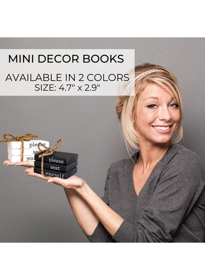 KIBAGA Farmhouse Bathroom Decor - Funny Rustic Wooden Mini Books for Your Restroom Shelf - The Perfect Small Decorative Accent for The Guest Bathroom - Black - Image 3