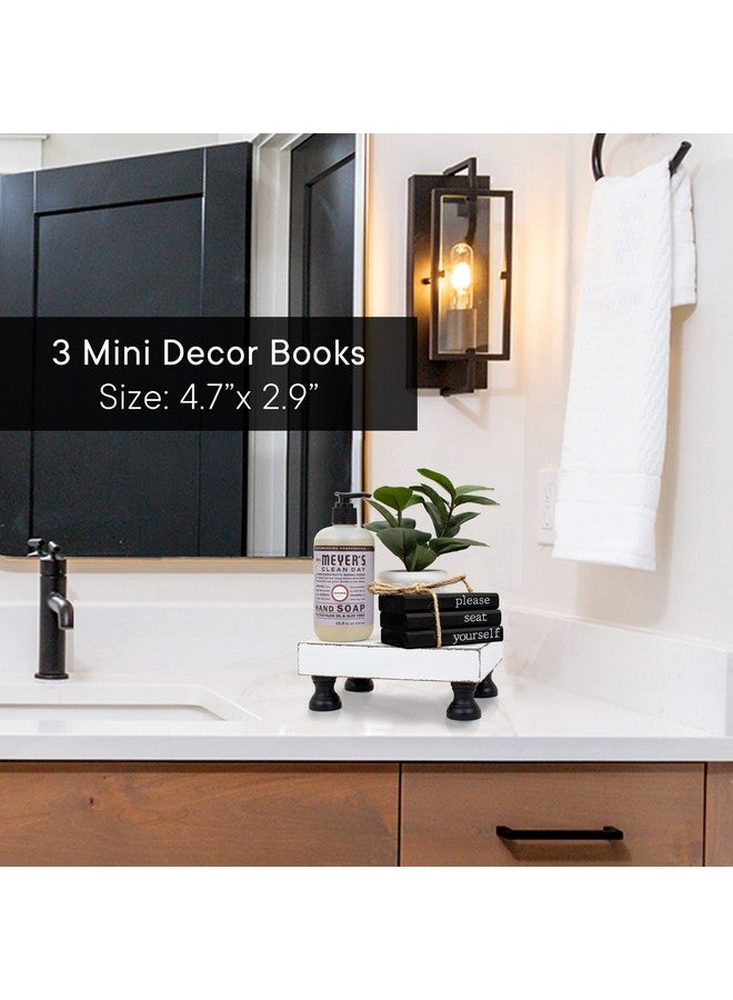 KIBAGA Farmhouse Bathroom Decor - Funny Rustic Wooden Mini Books for Your Restroom Shelf - The Perfect Small Decorative Accent for The Guest Bathroom - Black - Image 2
