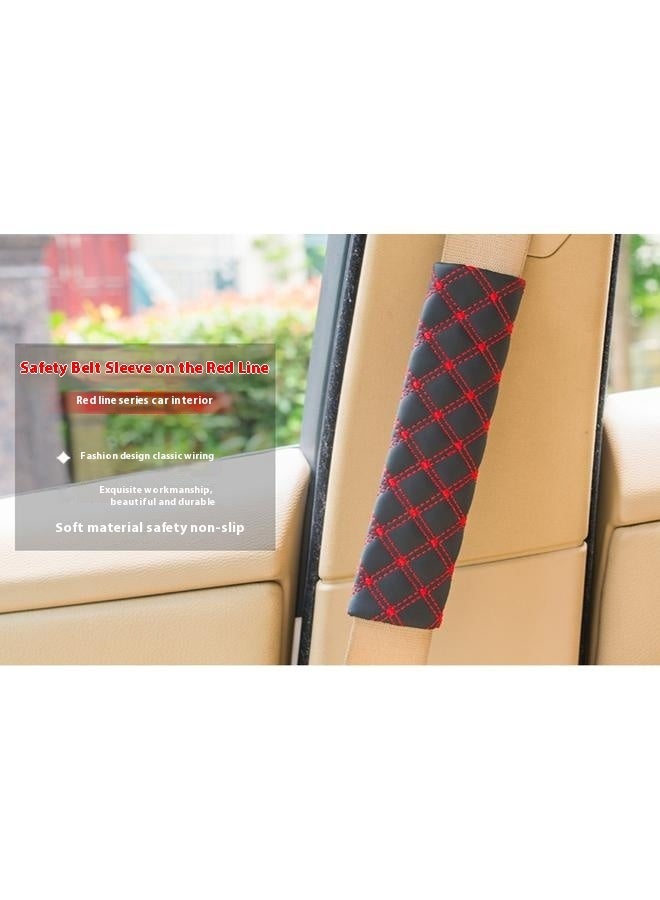 Generic Car Seat Belt Pads, 2PCS Leather Seatbelt Covers Protect Your Neck and Shoulder & More Comfortable Driving, Harness Pad for All Cars and Backpack Strap, Car Interior Accessories (Black/Red) - Image 3