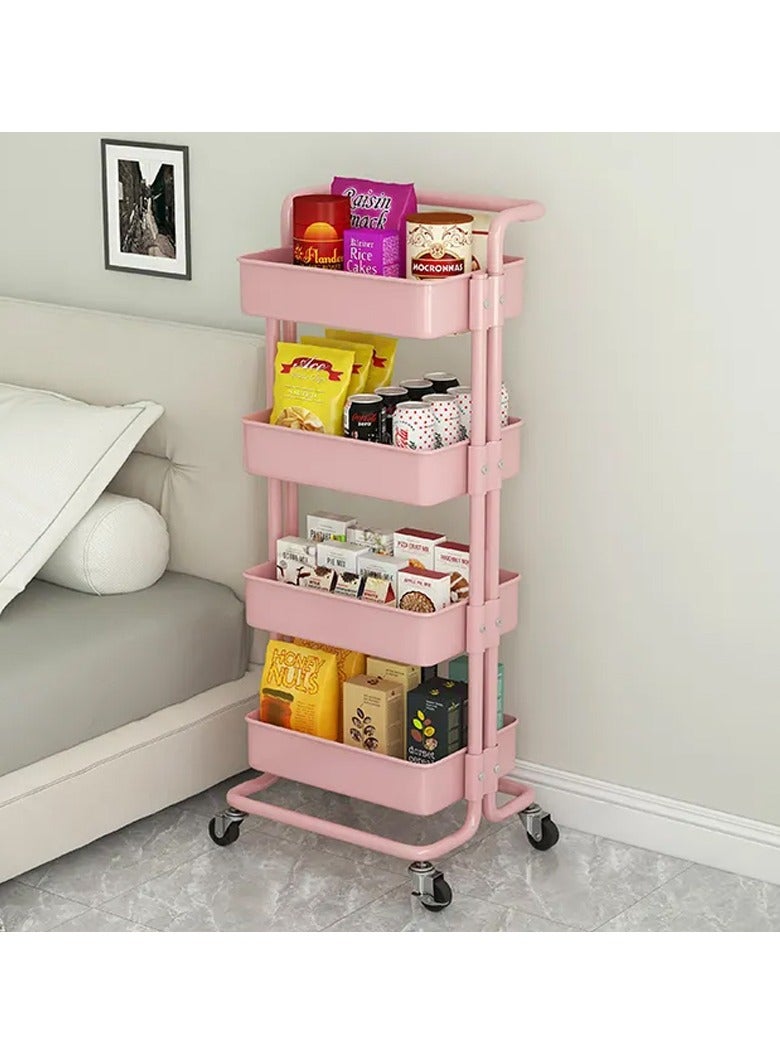 DubaiGallery Storage Trolley Rolling Cart Utility Cart 4 Tier Kitchen Storage Cart With Wheels Trolley Bathroom Storage Organization Cart Storage Shelves Rolling Cart Kitchen Storage Cart Rolling Storage Cart - Image 2