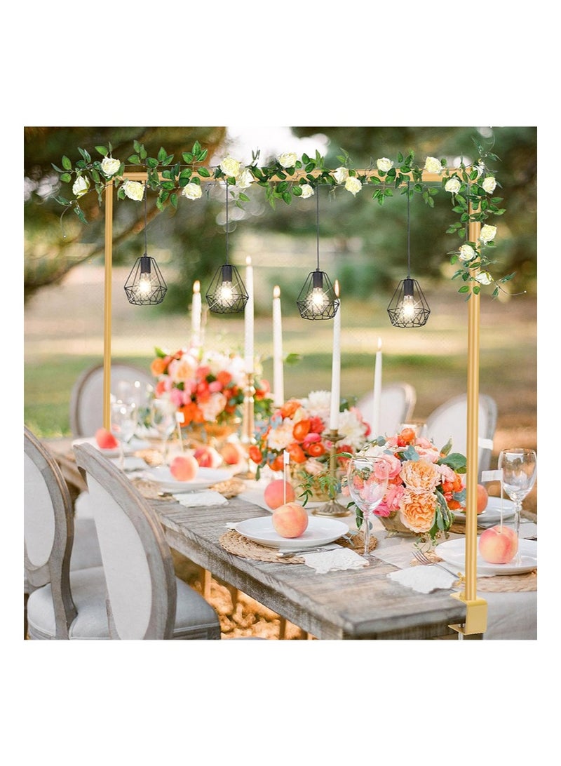 ايكانبو حامل قضبان لتزيين الطاولة مع مشابك قابلة للتعديل، بطول يتراوح بين 47 و102 بوصة وارتفاع يتراوح بين 47 و65 بوصة، مزود بحقيبة تخزين، مثالي لتزيين الطاولات بالبالونات. مصنوع من المعدن - Image 1