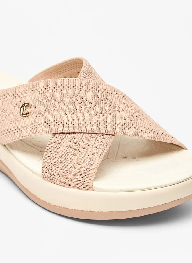 Le Confort Women's Textured Cross Strap Slip-On Flatform Sandals