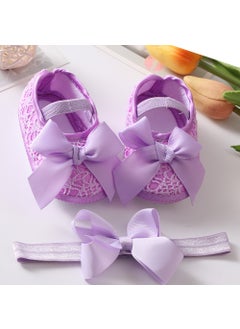 Generic Baby shoes hair band suit European and American cute bow princess shoes 0-3-6-9-12month baby shoes insXSX063 purple + hair band XSX063 purple + hair band 