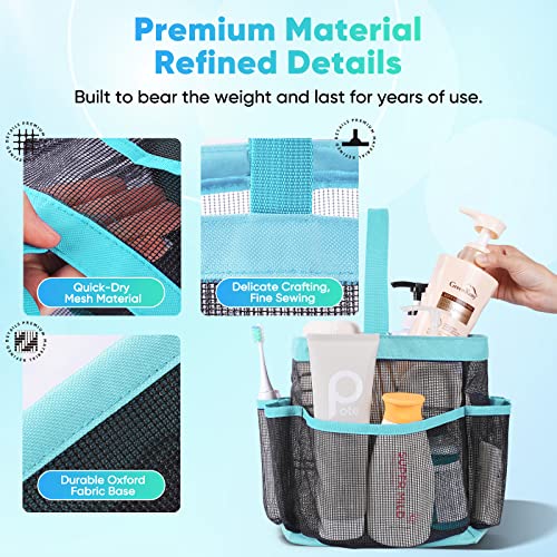 EUDELE Mesh Shower Caddy Portable for College Dorm Room Essentials with 8-Pocket Large Capacity,Shower Bag for Beach,Swimming,Gym,Travel essentials - Image 3