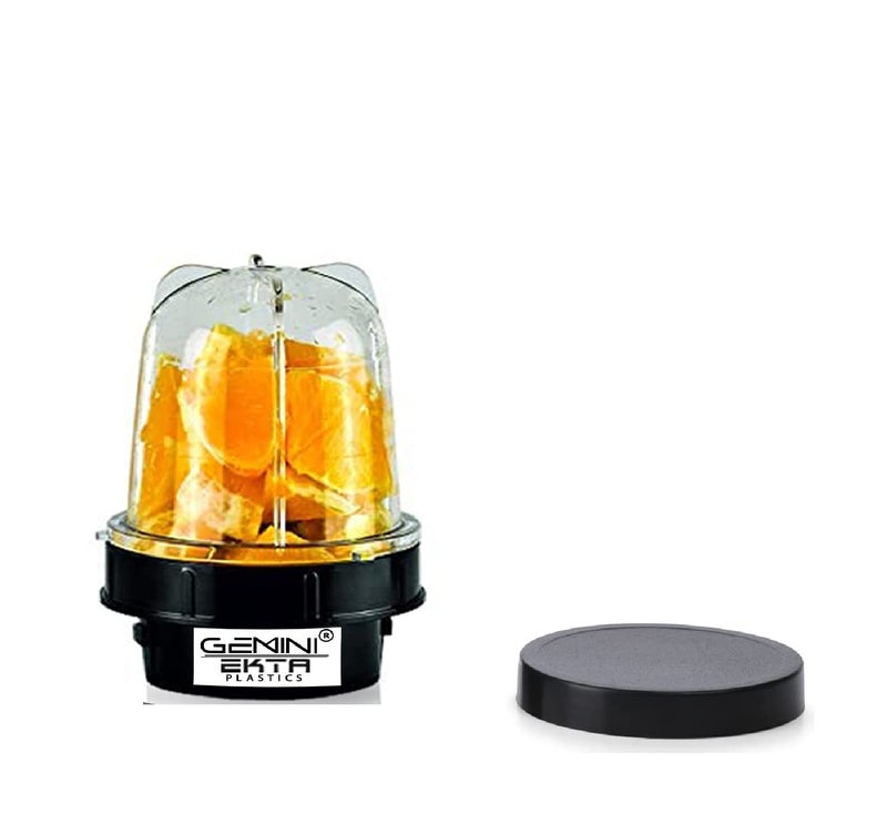 Gemini Bullet Jar for Mixer Grinder Small Set of 1 350 ML ABS Transparent Plastic Mixer Juicer Jar Black - Image 1