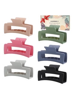 6 Pack Square Claw Clips for Women Girls 35 Medium Nonslip Rectangular Matte Claws Strong Jumbo Hair Styling Accessories for Thin Hair