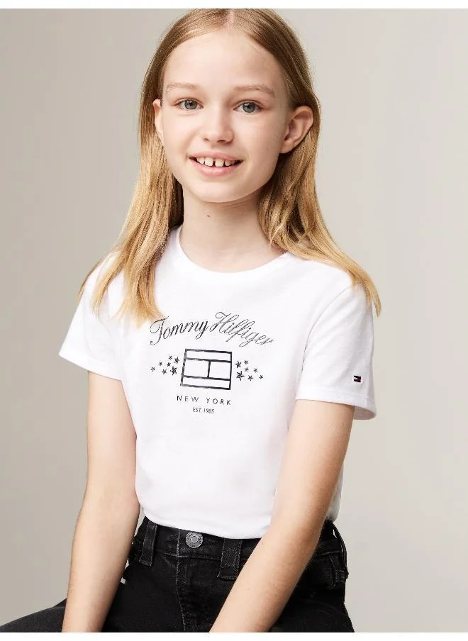 تومي هيلفيغر Youth Logo Crew Neck T-Shirt