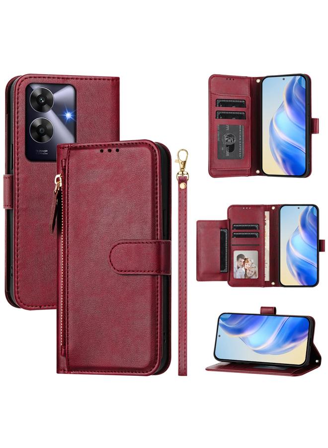 اس-توب جراب لهاتف Realme Note 60 4G Global / C61 India، جراب هاتف جلدي مزود بسحّاب وفتحات بطاقات متعددة - Image 1