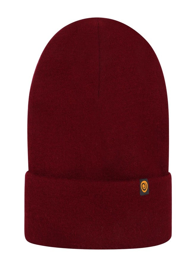 Athmonk Winter Woolen Beanie Cap for Men & Women | Warm Cuff Head Cap for Winters | Cold Weather Hat for Girls & Boys 100% Woollen Fabric Ultra Soft & Cozy Garam Topi for Man (Maroon, Free Size) - Image 1