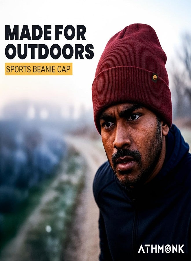 Athmonk Winter Woolen Beanie Cap for Men & Women | Warm Cuff Head Cap for Winters | Cold Weather Hat for Girls & Boys 100% Woollen Fabric Ultra Soft & Cozy Garam Topi for Man (Maroon, Free Size) - Image 4
