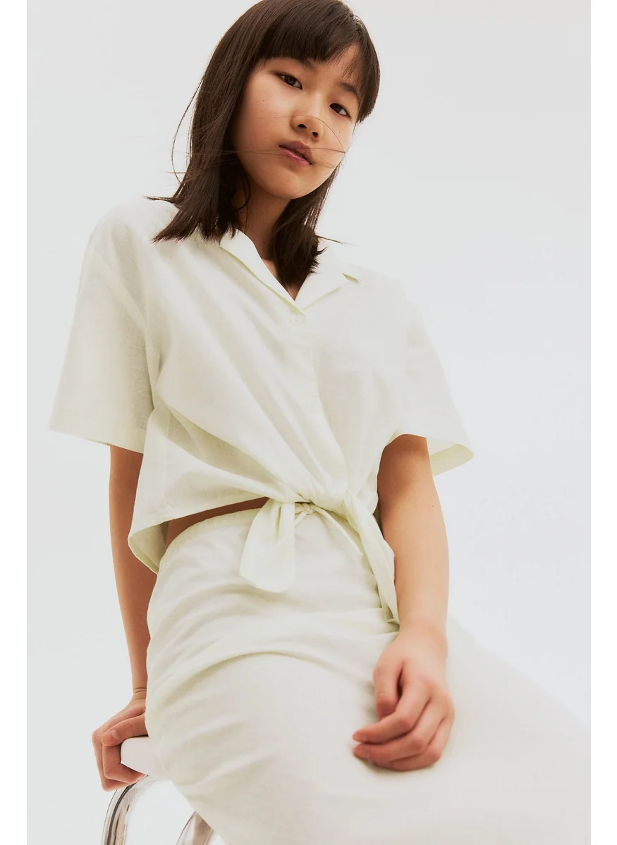 اتش اند ام Cropped Knot-Detail Shirt