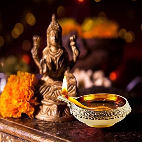 Dokchan Brass Kuber Diyas Oil Lamps on Turtle Stand for Puja Room Decoration and Diwali Festival (Size 1.5 Inch | Pack 07) - Image 5