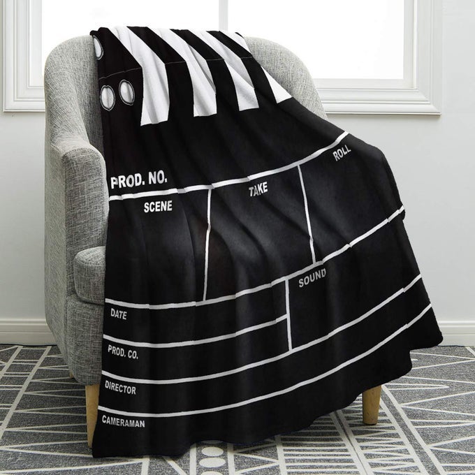 MOVIE CLAPBOARD GIFTS THROW BLANKET THEATER HOME FILM CINEMA DECOR GIFTS IDEAS FOR WOMEN MEN MOVIE LOVER ADULT BOY GIRL ACTOR DIRECTOR ACTING GIFT