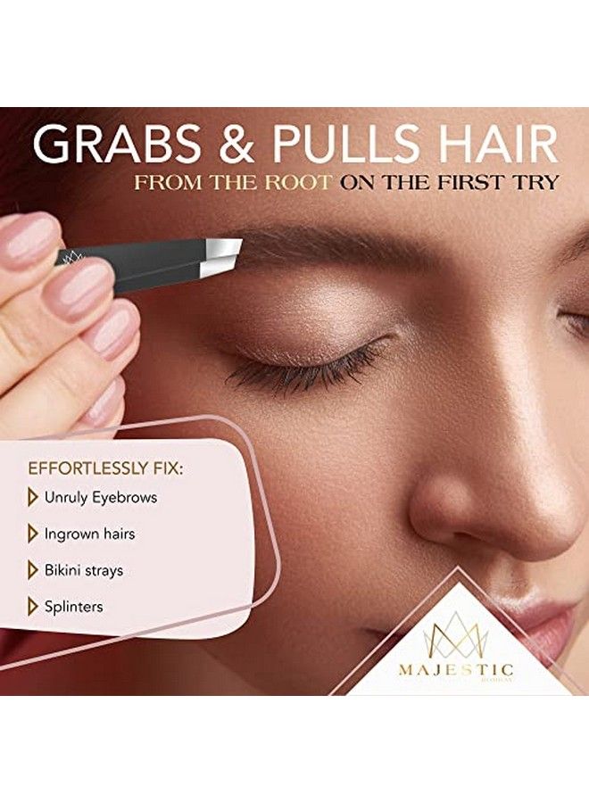 Majestic Bombay Tweezers Set 4Piecestainless Steel Slant Tip + Sharp Pointed Eyebrow Tweezer Setprecision Facial Hair Removal Eyebrow Hairsplinterblackheadingrown Hair/Tick Removerends Meet Perfect - Image 5