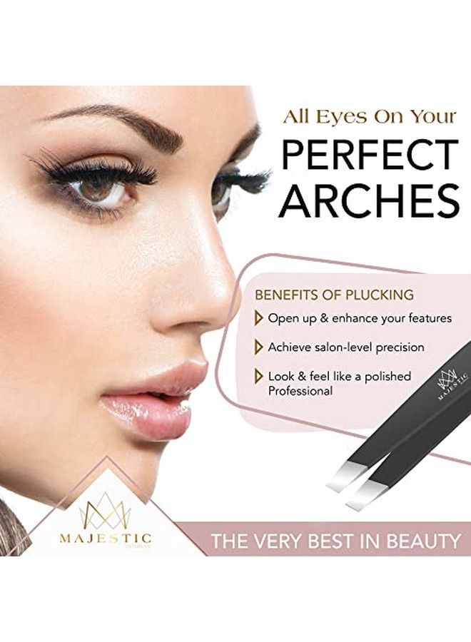 Majestic Bombay Tweezers Set 4Piecestainless Steel Slant Tip + Sharp Pointed Eyebrow Tweezer Setprecision Facial Hair Removal Eyebrow Hairsplinterblackheadingrown Hair/Tick Removerends Meet Perfect - Image 3