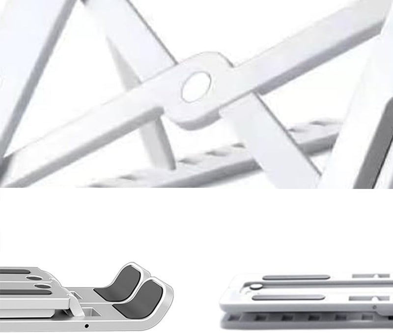 Adjustable Foldable Laptop Stand for Desk - Portable Riser with Ten-Degree Angle Adjustment - White - Image 5