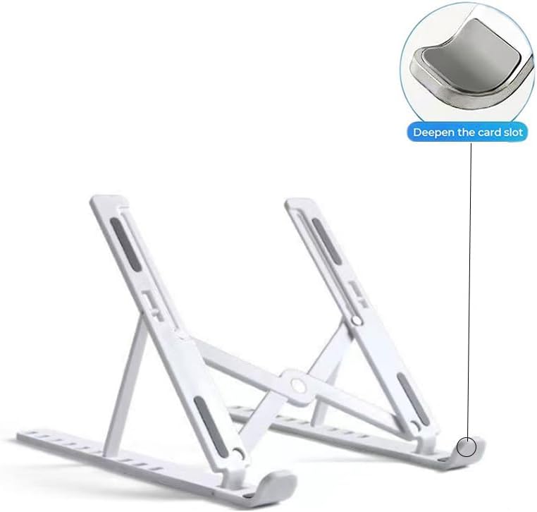 Adjustable Foldable Laptop Stand for Desk - Portable Riser with Ten-Degree Angle Adjustment - White - Image 4