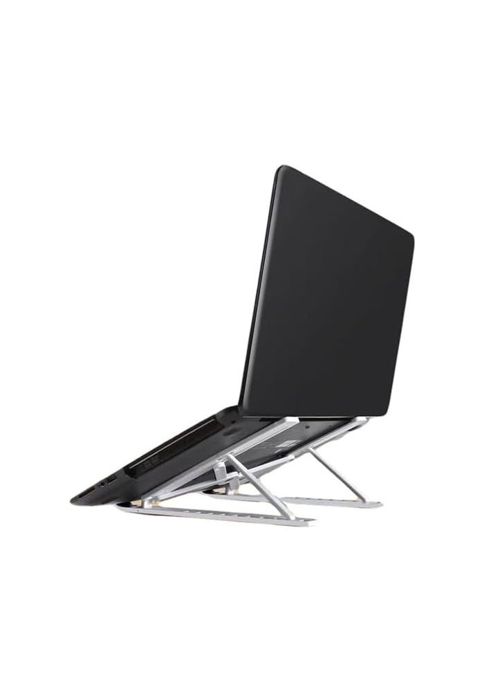 Adjustable Foldable Laptop Stand for Desk - Portable Riser with Ten-Degree Angle Adjustment - White - Image 3