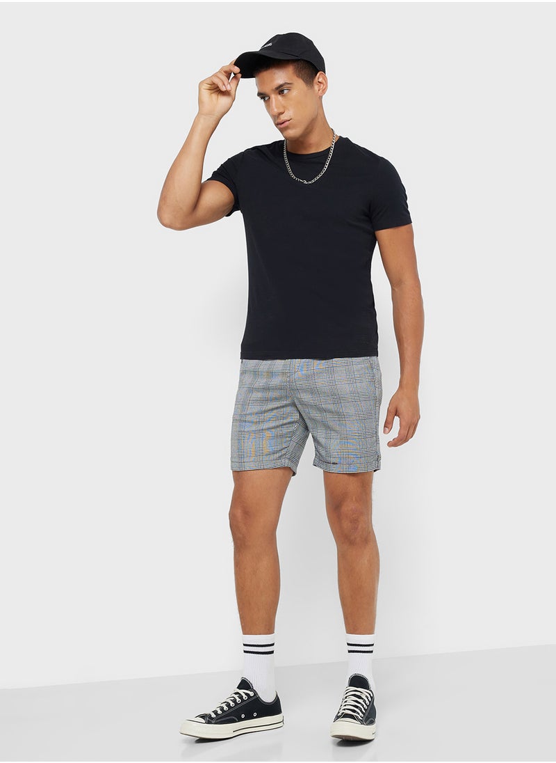 BRAVE SOUL - Chino Checked Shorts with Elasticated Waist Drawcord - Image 1
