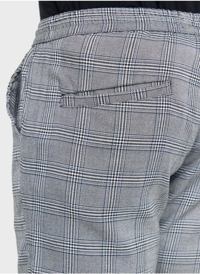 BRAVE SOUL - Chino Checked Shorts with Elasticated Waist Drawcord - Image 1