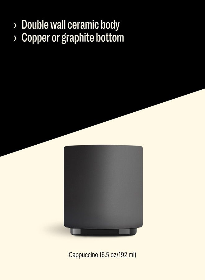 FELLOW أكواب قهوة فن الحليب من فيلو - كوب كابتشينو سيراميك مزدوج الجدار، أسود غير لامع مع قاعدة جرافيت، سعة 6.5 أونصة - Image 4