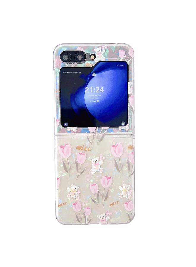 S-TOP Case For Samsung Galaxy Z Flip6 Shell Texture Flower Pattern Protective Phone Case - Image 1
