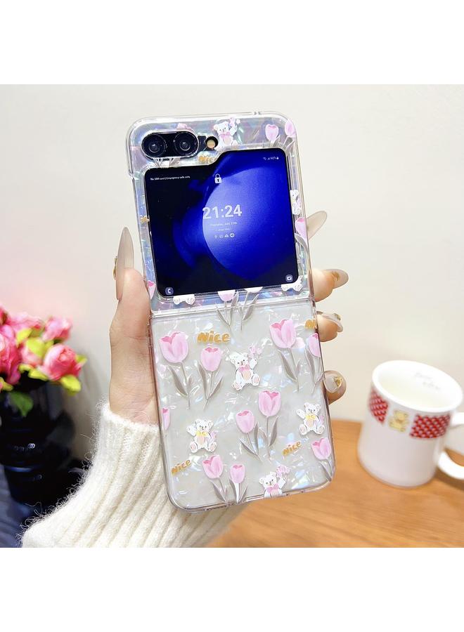 S-TOP Case For Samsung Galaxy Z Flip6 Shell Texture Flower Pattern Protective Phone Case - Image 2