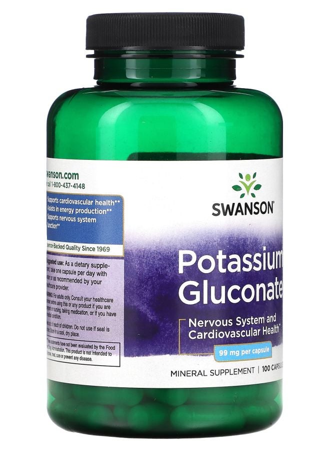 SWANSON Potassium Gluconate 99 mg 100 Capsules - Image 2