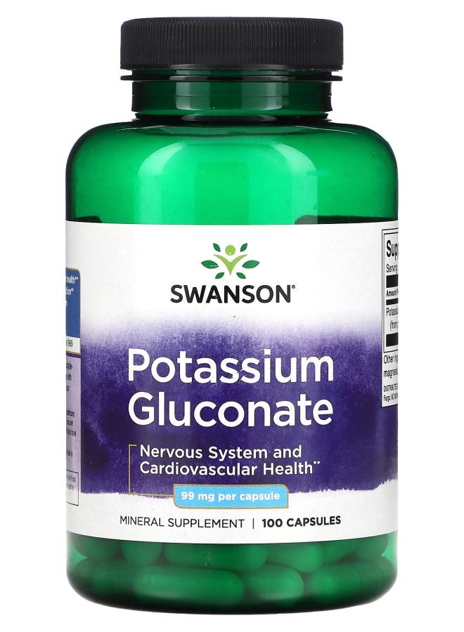 SWANSON Potassium Gluconate 99 mg 100 Capsules - Image 1