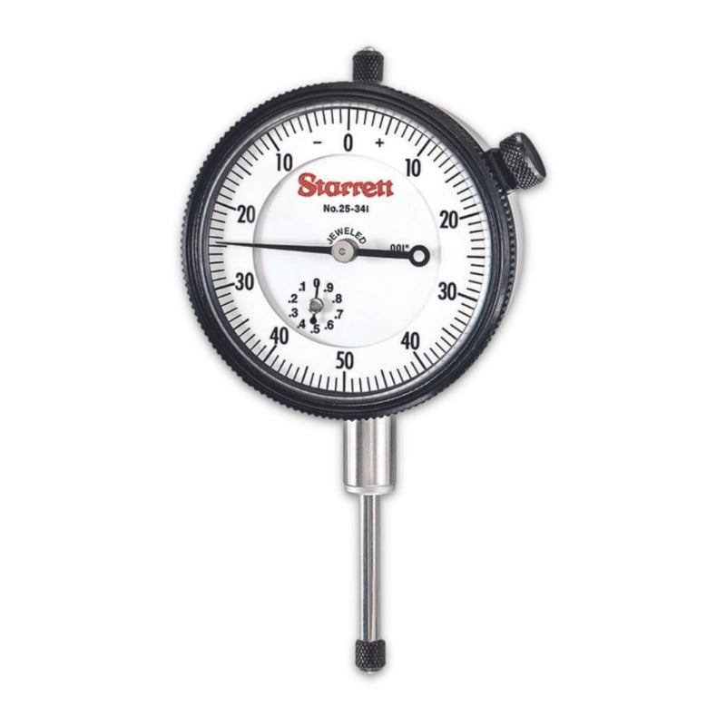 Starrett 25 Series Dial Indicator with Jewel Bearings and LugOnCenter Back  White Face 01000 Range 0500 Balanced Dial 001 Graduations  25341J - Image 1