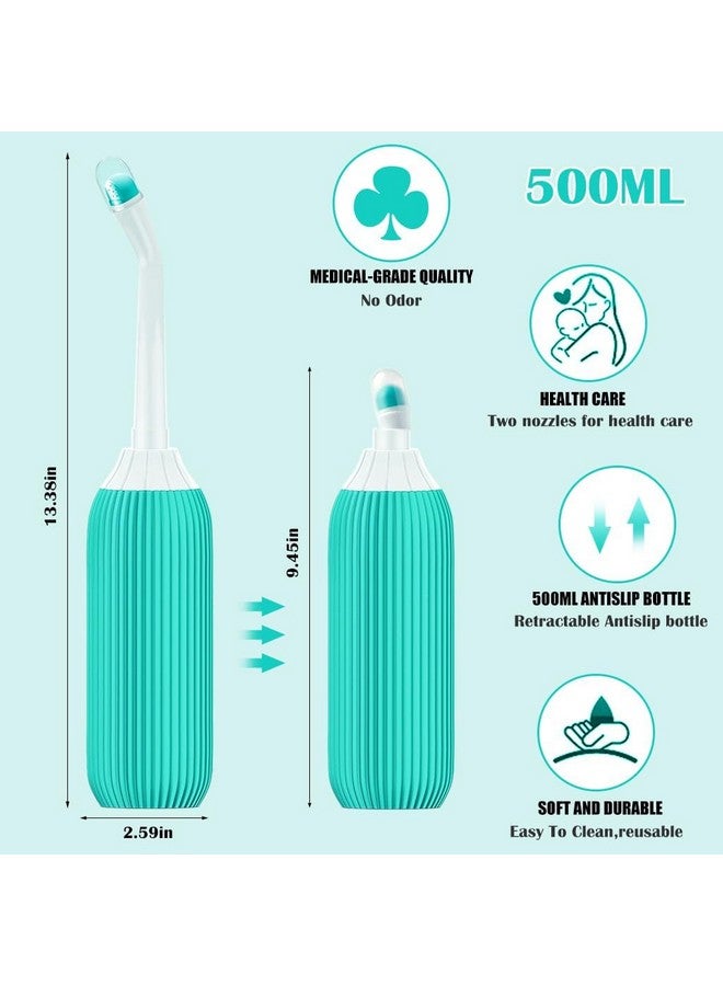 HANNEA® 500ml Portable Retractable Travel Bidet with Bag/2 Nozzles for Toilet Handheld Postpartum Perineal Cleansing Childbirth Cleaner - for Outdoor,Camping,Personal Hygiene (Green) - Image 4
