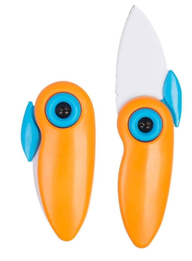 Portable Kitchen Knife (2 in 1): Stainless Steel Folding Peeler and Slicer - Lightweight and extremely durable with an advanced locking mechanism - Modern design and attractive colors make slicing fruit easy and safe anytime, anywhere (2 pieces) - Image 1