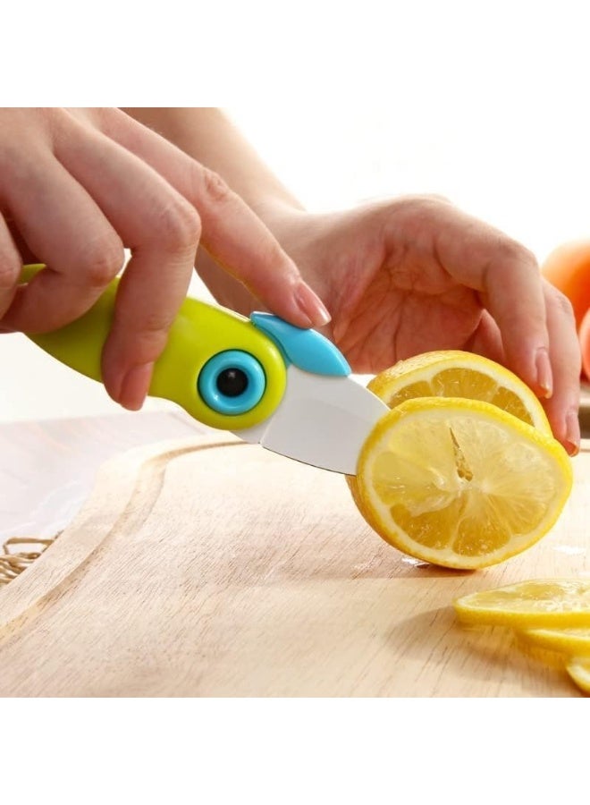 Portable Kitchen Knife (2 in 1): Stainless Steel Folding Peeler and Slicer - Lightweight and extremely durable with an advanced locking mechanism - Modern design and attractive colors make slicing fruit easy and safe anytime, anywhere (2 pieces) - Image 2