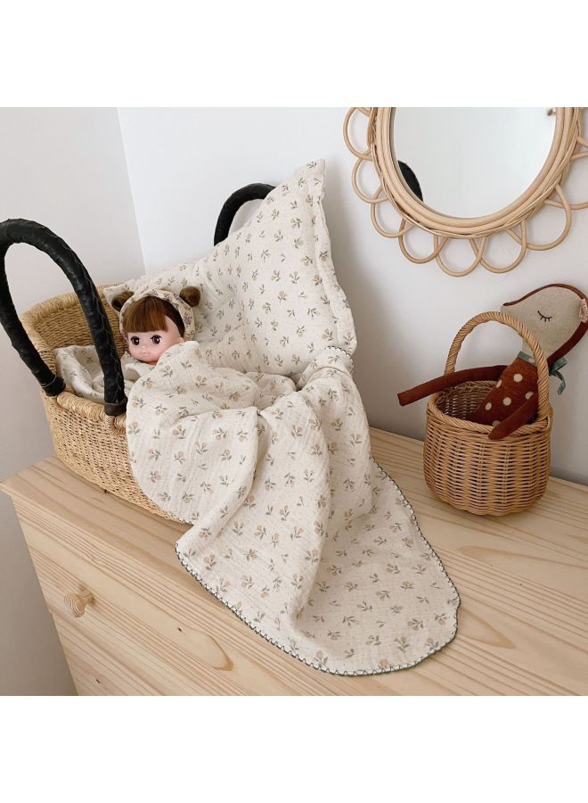 Nordic Style Retro Korean Style Class A Pure Cotton Small Floral Four-layer Gauze Baby Nap Blanket Newborn Wrap Blanket