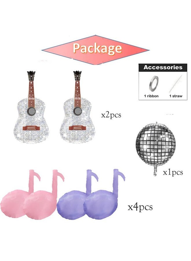 CYMYLAR Pink and Purple Music Note Party balloons,Guitar Balloons,Disco ball balloons for Concert Music/Eras Party Decoration  - Image 3