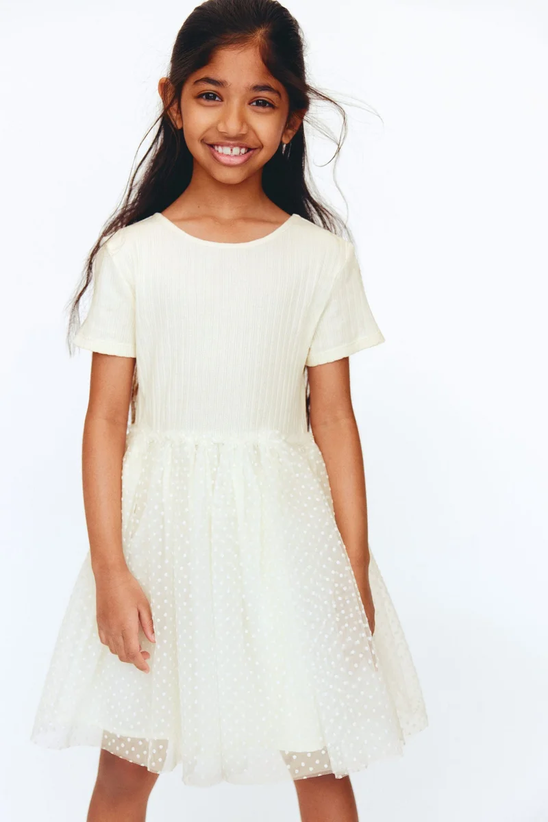 H&M Flock-print tulle-skirt dress