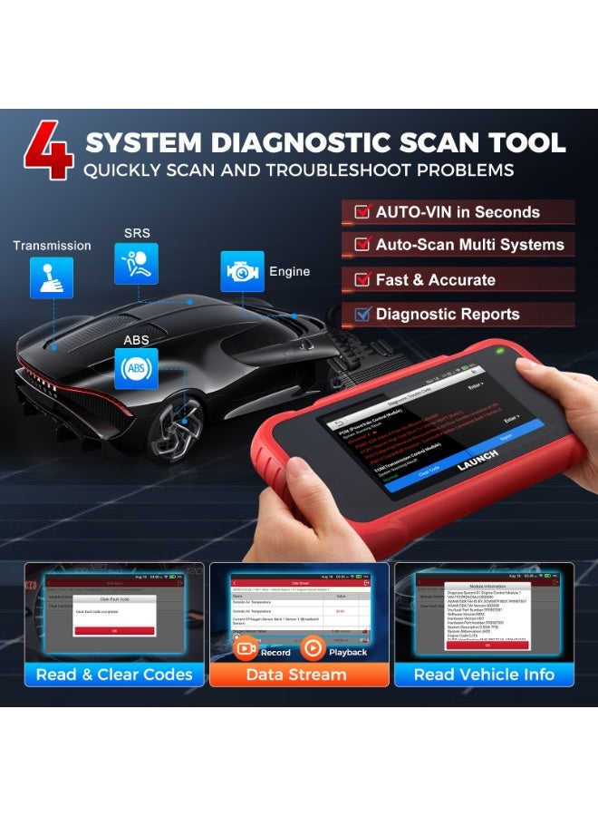 Launch 2026 Launch CRP123E V3.0 OBD2 Multi-brand Auto Diagnostic Case, 4 Systems with (ABS SRS Transmission Motor) +7 Resets (EPB Oil SAS BMS ABS DPF Accelerator), AutoVIN WiFi Update - Image 5