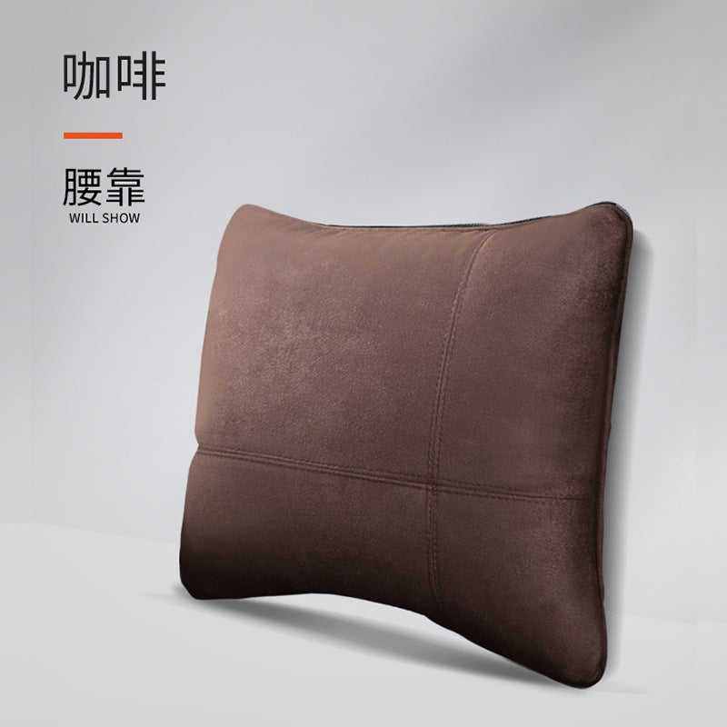 Generic Velvet Deer Car Headrest Lumbar Support Set Waist brown 9601D 