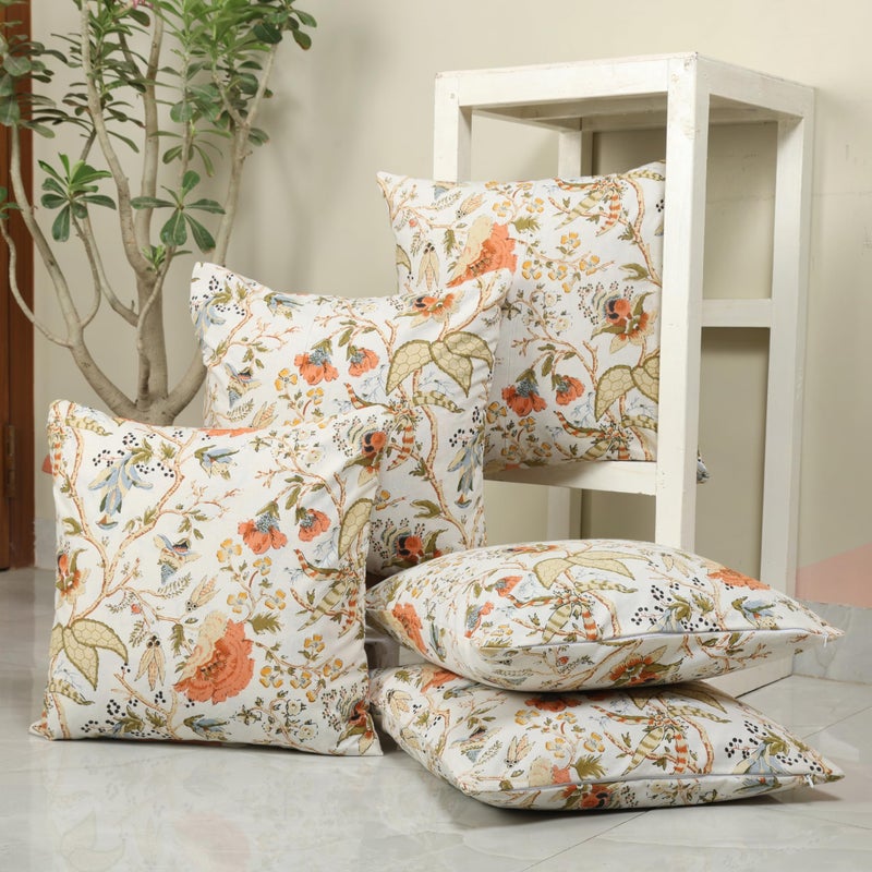 Clasiko Cotton Cushion Covers Set of 5; 24x24 Inches; Floral Fantasy - Image 4