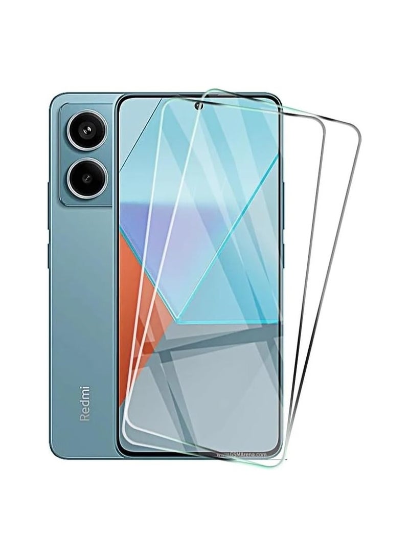 2 Pieces Xiaomi Redmi Note 13 Clear 9H Hardness 0.33mm Thin 3D ARC Edge Anti-Explosion Tempered Glass Screen Protector Compatible for Redmi Note 13 2023 (2 Pack Clear Glass)