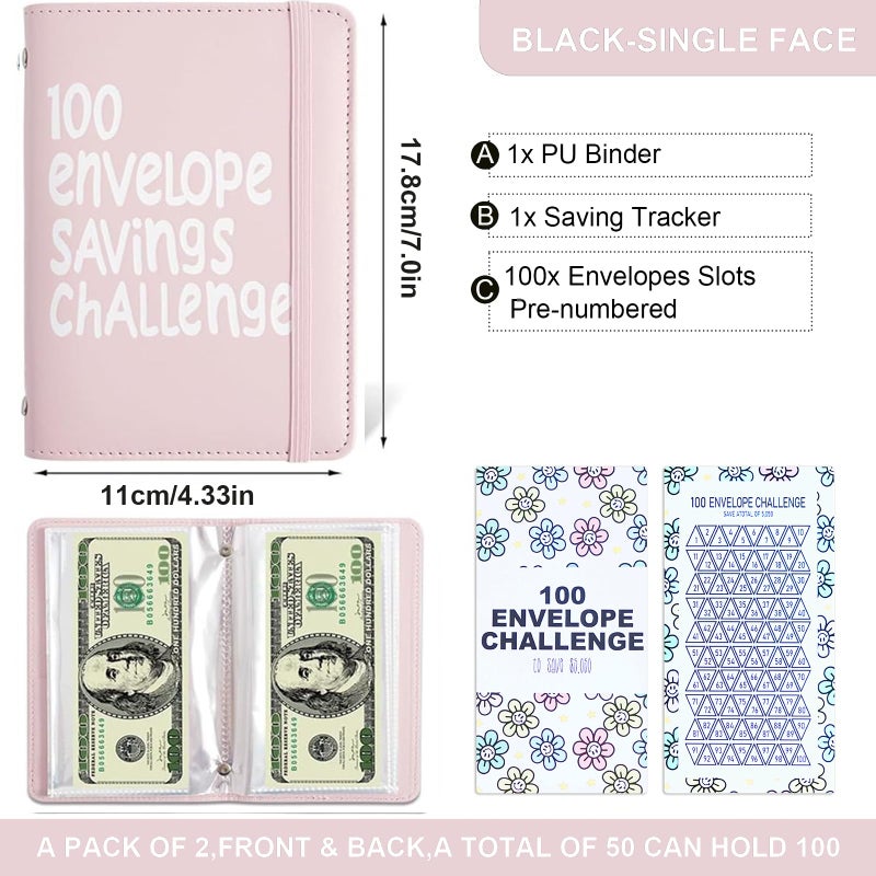 APMFHO 100 Days Money Saving Challenge Coin Envelope Budgetstorage Book, Money Saving Binder, Easy and Fun Way to Save $10,000 or $5,050, Money Saving Challenge with Family, Friends, Bestie - Image 2