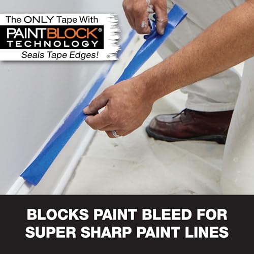 FrogTape ProGrade Blue Painters Tape with PAINTBLOCK, 1.5 Inch Wide (1.41 In. x 60 Yds), Medium Adhesion, Blue, 6 Rolls (242750) - Image 2