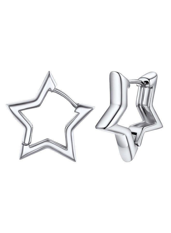 PROSTEEL Star Earrings for Women 20mm Silver Small Hoop Earrings Hypoallergenic Star Earings Jewelry - Image 1