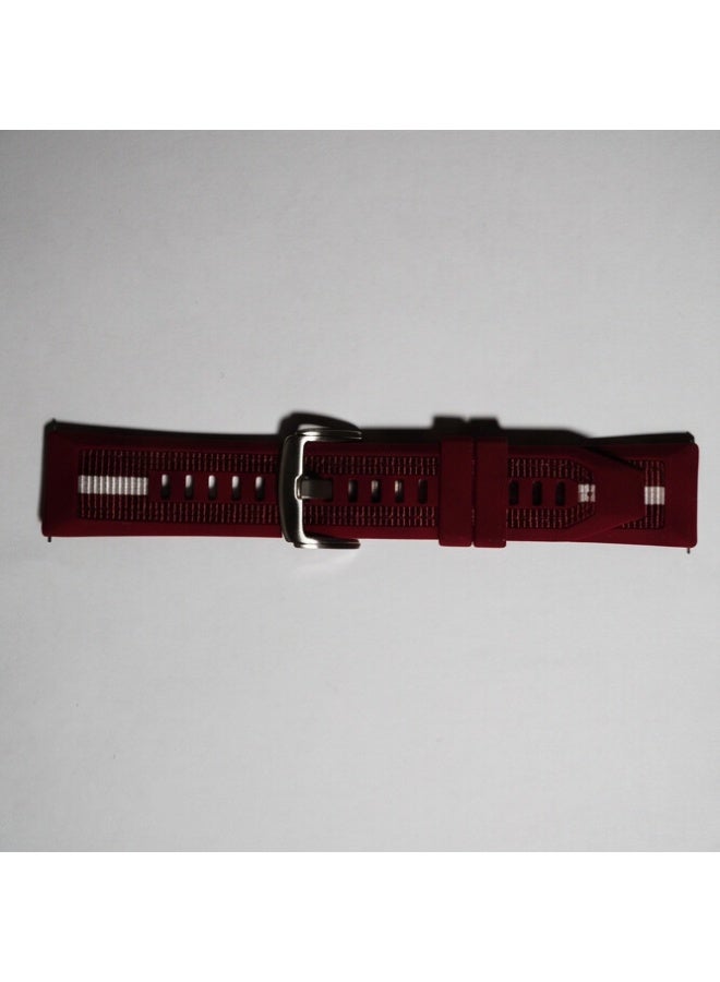 22mm Burgundy Watch Band Strap – Textured Leather Style with Metal Buckle - Image 4