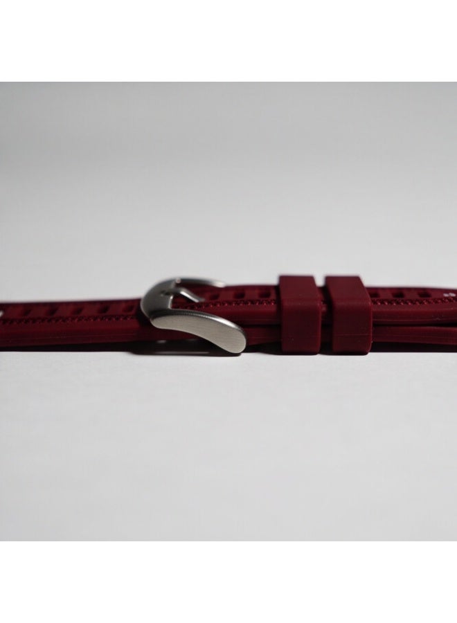 22mm Burgundy Watch Band Strap – Textured Leather Style with Metal Buckle - Image 3